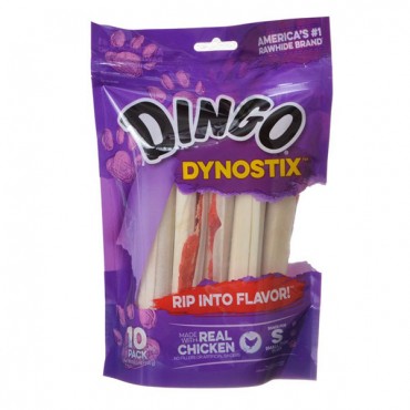 Dingo Dynostix Meat & Rawhide Chew - 5 in. - 10 Pack