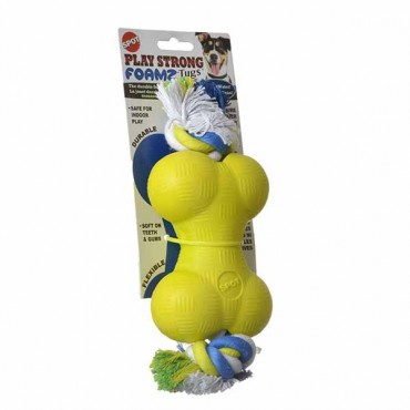 Spot Play Strong Foamz Dog Toy - Bone with Rope - 5.5 in. Long - Assorted Colors