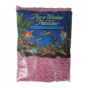 Pure Water Pebbles Aquarium Gravel - Primrose Pink - 5 lbs - 3.1-6.3 mm Grain - 2 Pieces