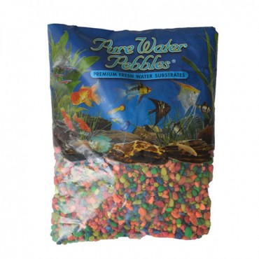 Pure Water Pebbles Aquarium Gravel - Neon Rainbow - 5 lbs - 3.1-6.3 mm Grain - 2 Pieces