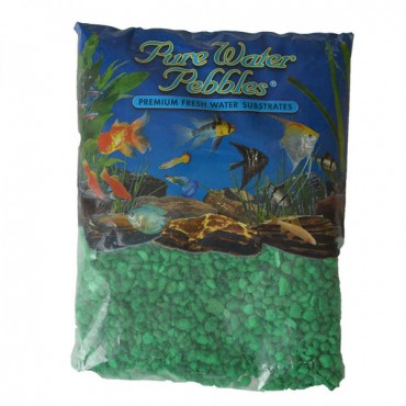 Pure Water Pebbles Aquarium Gravel - Neon Green - 5 lbs - 3.1-6.3 mm Grain - 2 Pieces