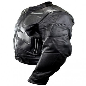 Perrini Men's Black Motorcycle Riding Armor Biker Racing Motorbike Riding Genuine Leather Jacket