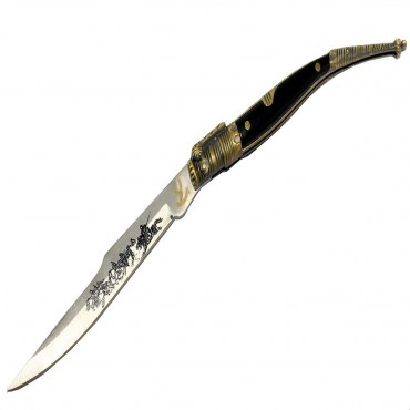 8.5 in. Mini Black and Gold Handle Thin Toothpick Folding Knife