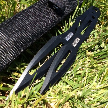 8.5 in. & 6.5 in. Black Throwing Knives With Sheath