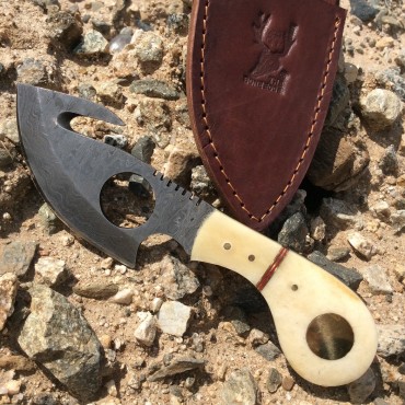 7 in. Skinner Knife Bone Handle Hunting Knife with Hook Sharp
