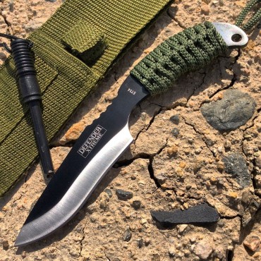 7 in. Hunting Knife Black Tactical Carbon Steel Blade