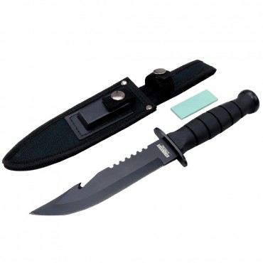 10.5 in. Hunting Knife With Nylon Button Sheath Hook Blade