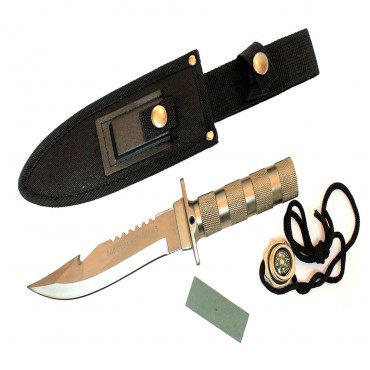 10.5 in. Stainless Steel Blade Survival Knife with Sheath Heavy Duty