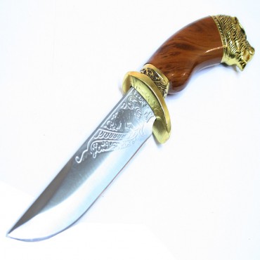 11 in. Dagger with Sheath Gold Color & Wolf Design