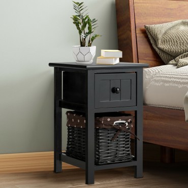 Wooden Mini 2-Layer Bedside End Table