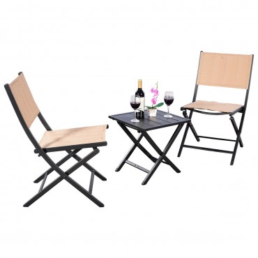 3 Pcs Folding Bistro Outdoor Table Chairs