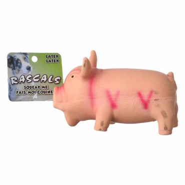 Rascals Latex Grunting Pig Dog Toy - Pink - 6.25 in. Long - 2 Pieces