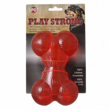 Spot Play Strong Rubber Bone Dog Toy - Red - 6.5 in. Long