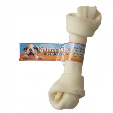 Loving Pets Nature's Choice 100% Natural Rawhide Knotted Bones - 6 in.-7 in. Bone - 4 Pieces