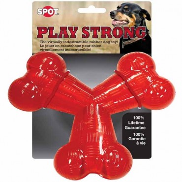 Spot Play Strong Rubber Trident Dog Toy - Red - 6 in. Diameter