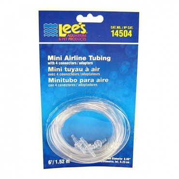 Lees Mini Airline Tubing with 4 Connectors - 6' Long Tube - .09 in. Diameter Tubing - 4 Pieces