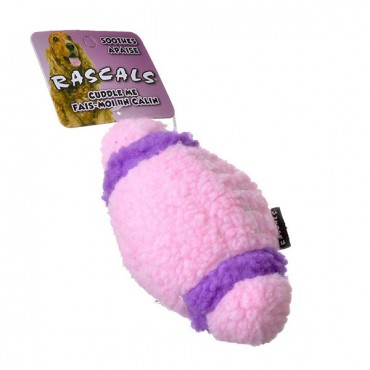 Rascals Fleece Football Dog Toy - Pink and Purple - 6 in. Long - 2 Pieces