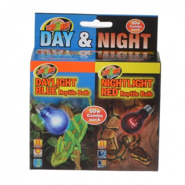 Zoo Med Day and Night Reptile Bulbs Combo Pack - 60 Watts - Combo Pack