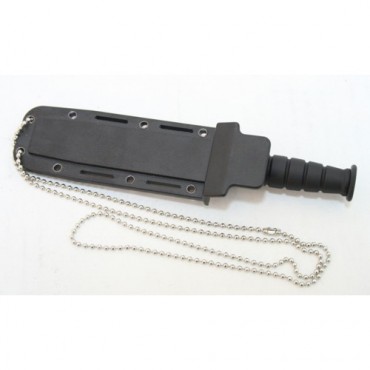 Black 6 in. Mini Survival Knife with Chain Holder & Sheath