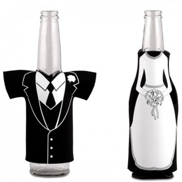 Bride Or Groom Koozie Bottle Holder Favour