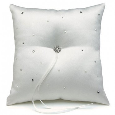 Scattered Pearls & Crystals Square Ring Pillow