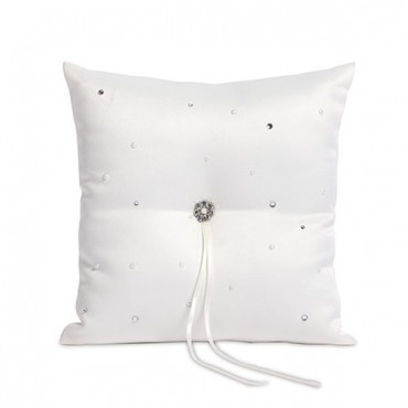 Scattered Pearls & Crystals Square Ring Pillow