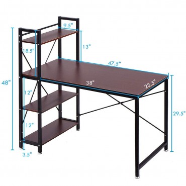4 Tier Storage Shelves Computer Desk