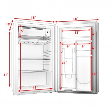 3.2 CU. FT Retro Compact Refrigerator With Interior Shelves