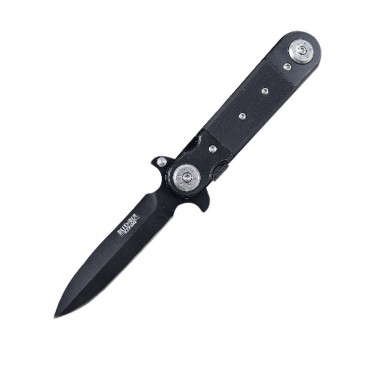 8 in. Black And Silver Spring Assisted Knife Metal Handle with Clip