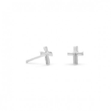 Small Polished Cross Post Earrings