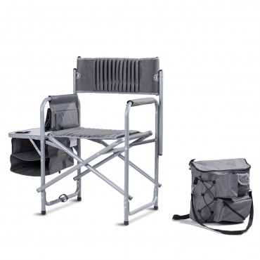 Folding Compact Director's Chair With Cup Holder And Side Table