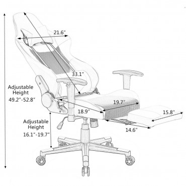 High Back Gaming Chair With Lumbar Support And Footrest
