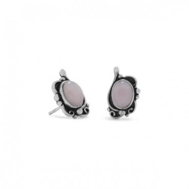 Oxidized Pink Opal Earrings