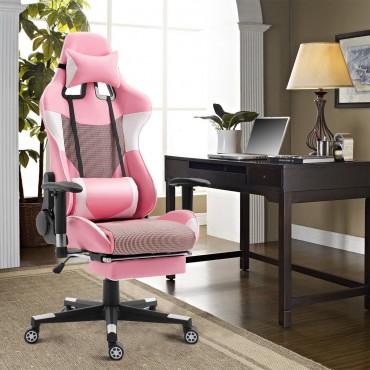 High Back Gaming Chair With Lumbar Support And Footrest