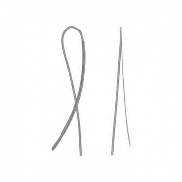 Rhodium Plated Flat Long Wire Earrings