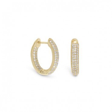 14 Karat Gold Plated CZ In/Out Hoop Earrings