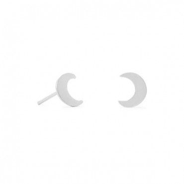 Small Polished Crescent Moon Stud Earrings