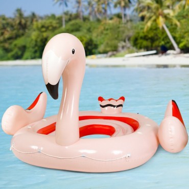 6 - Person Inflatable Flamingo Floating Island With Electric Pump