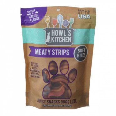 Howl's Kitchen Meaty Strips Soft Bites - Bacon and Cheese Flavor - 6 oz