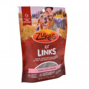 Zukes Lil Links Dog Treat - Pork and Apple Recipe - 6 oz