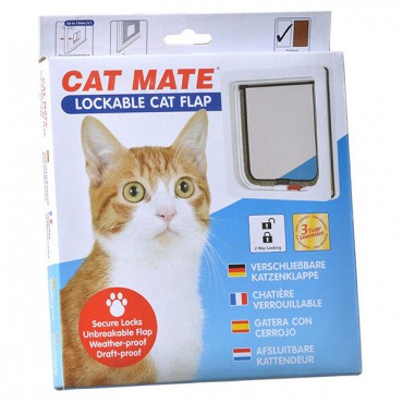 Cat Mate Lockable Cat Flap - White - 7-5/8 in. Wide x 7-7/8 in. High