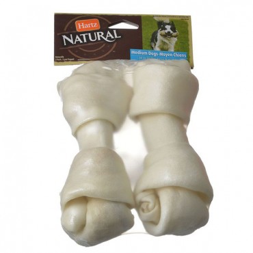 Hartz Natural Rawhide Bone - White - 7 in. Long - 2 Pack - 2 Pieces