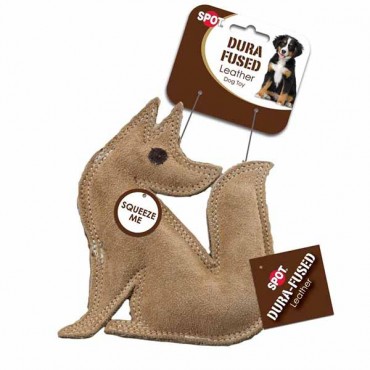 Spot Dura-Fused Leather Fox Dog Toy - 7 in. Long x 7.25 in. High - 4 Pieces