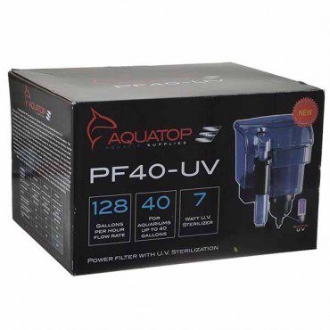 Aqua top Power Filter with UV Sterilizer - 7 Watts - 128 G P H - 8.5 in. L x 6.5 in. W x 10.5 in. H - For Aquariums up to 40 Gallons