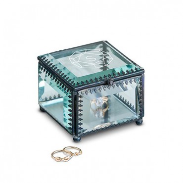 Vintage Inspired Glass Jewelry Box - Monogram Gem Etching
