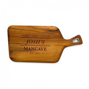 Men's Bar ware Etched Teak Cutting And Serving Board Gift