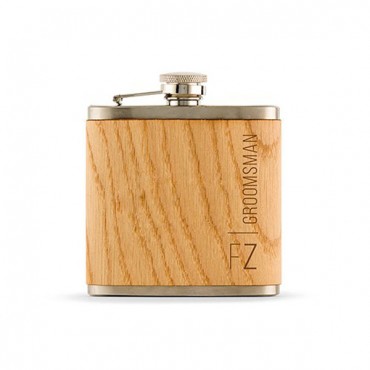 Personalized Wood Flask For Groomsman - Vertical Text