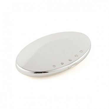 Silver Plated Oval Compact Mirror With Crystals