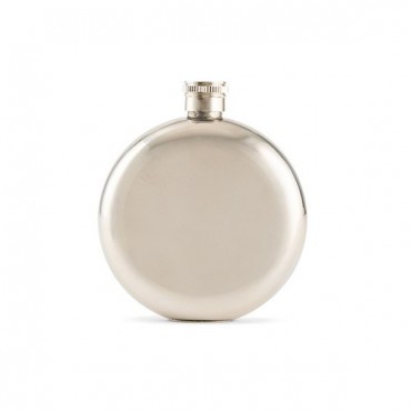 Polished Round Silver Men And Women's Hip Flask