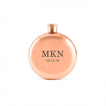 Classic Initials Personalized Polished Rose Gold Flask